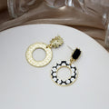 Style Black White Polka Dot Enamel Alloy Geometric Round Rectangle Triangle Drop Stud Earrings view 4