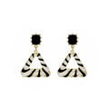 Style Black White Polka Dot Enamel Alloy Geometric Round Rectangle Triangle Drop Stud Earrings view 5