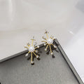 Elegant Irregular Starburst Pearl Zircon Alloy Line Short Stud Earrings view 3