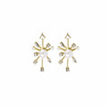 Elegant Irregular Starburst Pearl Zircon Alloy Line Short Stud Earrings view 5