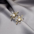 Elegant Irregular Starburst Pearl Zircon Alloy Line Short Stud Earrings view 1
