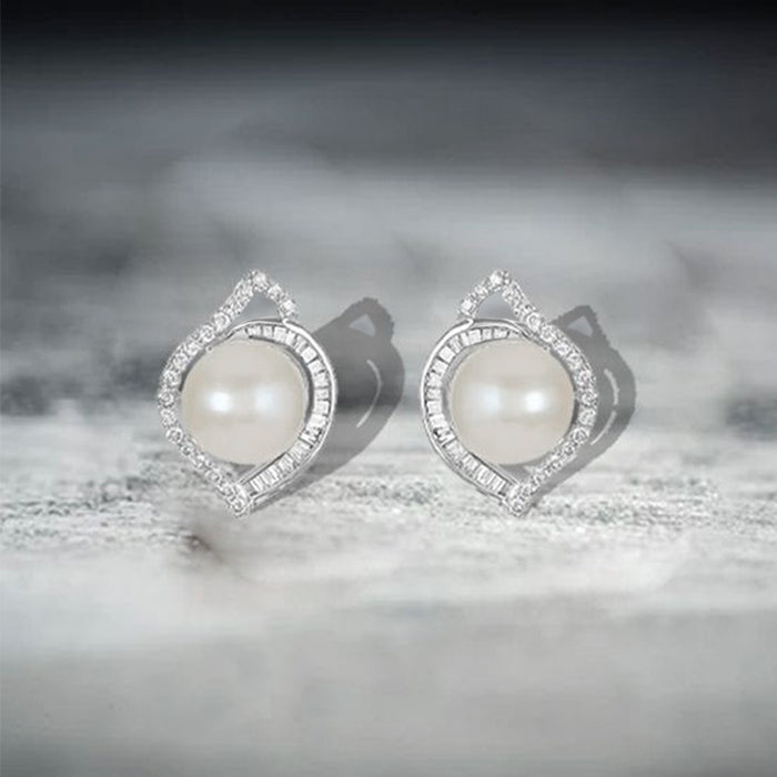 Baroque Style Faux Pearl Stud Earrings, Geometric High End Simple Versatile Women's Ear Jewelry