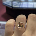 European Rose Gold Plated Ring With Champagne Zircon Inlay For Engagement Bridal Banquet view 2