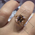 European Rose Gold Plated Ring With Champagne Zircon Inlay For Engagement Bridal Banquet view 5