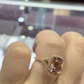 European Rose Gold Plated Ring With Champagne Zircon Inlay For Engagement Bridal Banquet view 3