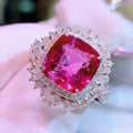Luxury Simulated Ruby And Cubic Zirconia Ring, European American Fashion Anniversary Accessory view 2