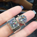 European American Eight Hearts Eight Arrows Zircon Wedding Ring, Sparkling Engagement Couple Rings view 2