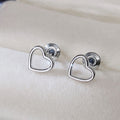 Korean Minimalist Hollow Heart Stud Earrings For Women Romantic Valentine Gift Jewelry view 2