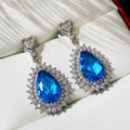 Premium Water Drop Earrings With Blue Zircon Stones, European Style Travel Souvenir Jewelry view 2