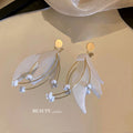Acrylic Flower Petal Stud Earrings With Silver Pins Korean OL Fairy Forest Style Jewelry view 3