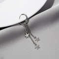 Vintage Alloy Hoop Earrings With Astronaut Star Cross Chain Tassel Clip-On Ear Cuff Earrings view 2