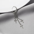 Vintage Alloy Hoop Earrings With Astronaut Star Cross Chain Tassel Clip-On Ear Cuff Earrings view 3