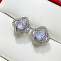 Creative Rotating Flower Full Zircon Stud Earrings European American Fashion Engagement Earrings view 2