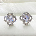 Creative Rotating Flower Full Zircon Stud Earrings European American Fashion Engagement Earrings view 1