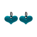 Matte Teal Enamel Heart Hoop Stud Earrings For Women Trendy Minimalist 3D Love Shape Alloy Earrings view 5