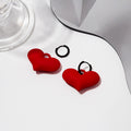 Matte Teal Enamel Heart Hoop Stud Earrings For Women Trendy Minimalist 3D Love Shape Alloy Earrings view 4