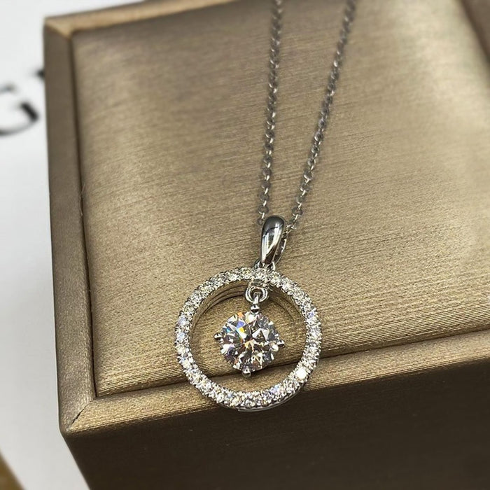 Fashion Round Zircon Circle Pendant Necklace, Simple Short Korean Japanese Style Jewelry Accessory
