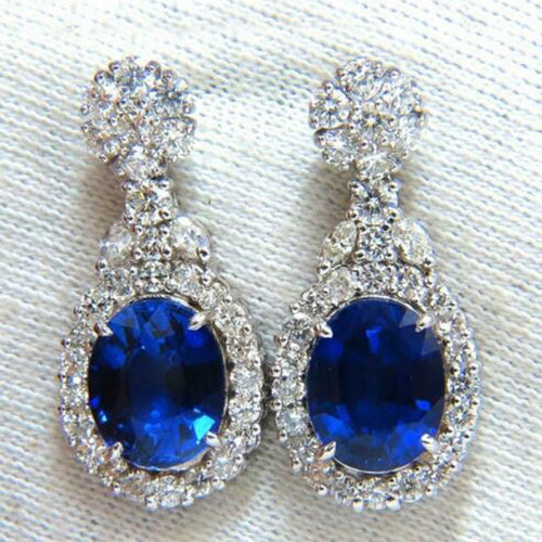European Minimalist Oval Sapphire Blue Zircon Stud Earrings Imitation Jewelry For Women