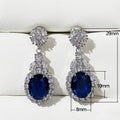 European Minimalist Oval Sapphire Blue Zircon Stud Earrings Imitation Jewelry For Women view 5