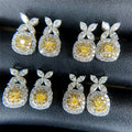 Light Luxury Women's Stud Earrings With Yellow Diamond Color Zircon, European American Style view 1