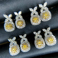 Light Luxury Women's Stud Earrings With Yellow Diamond Color Zircon, European American Style view 2