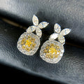 Light Luxury Women's Stud Earrings With Yellow Diamond Color Zircon, European American Style view 6