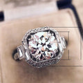 European Vintage Wedding Copper Antique Silver Plated Eight Hearts Zircon Bridal Ring For Women view 3