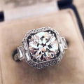European Vintage Wedding Copper Antique Silver Plated Eight Hearts Zircon Bridal Ring For Women view 1