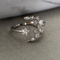 European American Sweet Cool Style Star Moon Copper Ring, Light Luxury Women's Fashion Finger Ring view 4