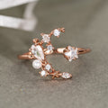 European American Sweet Cool Style Star Moon Copper Ring, Light Luxury Women's Fashion Finger Ring view 2