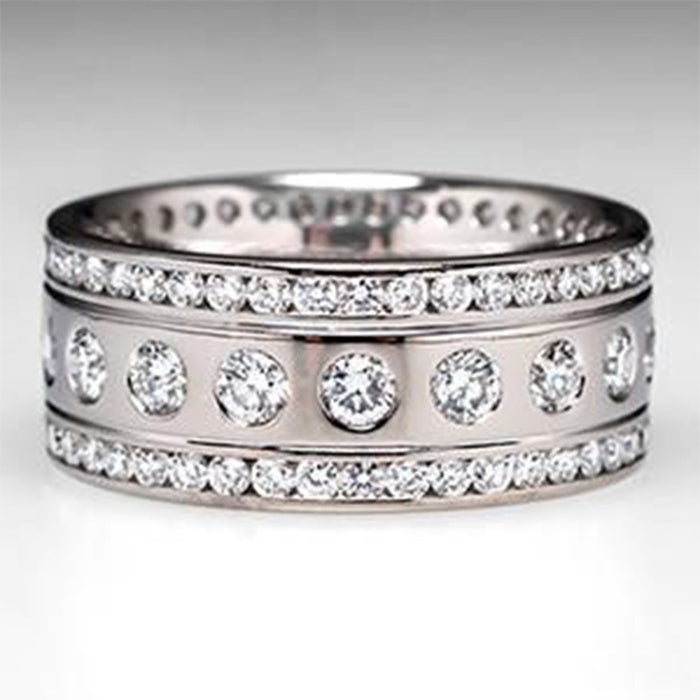 High End Unisex Zircon Inlaid Ring European American Trendy Fashion Finger Jewelry