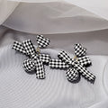 Houndstooth Fabric Heart Bowknot Plaid Ribbon Ball Tassel Long Alloy Stud Drop Earrings view 3