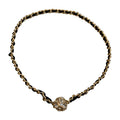 Korean Style Faux Leather Wrap Chain Rhinestone Magnetic Alloy Plaid Choker Necklace For Women view 5