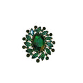 Vintage Alloy Emerald Rhinestone Flower Brooch For Women's Coat And Dress Accessories view 5
