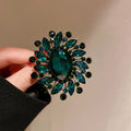 Vintage Alloy Emerald Rhinestone Flower Brooch For Women's Coat And Dress Accessories view 2