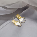 Elegant Geometric Gold Alloy Irregular Metal Hoop Drop Studs With Color Enamel Round Disc Earrings view 4