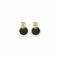 Elegant Geometric Gold Alloy Irregular Metal Hoop Drop Studs With Color Enamel Round Disc Earrings view 5