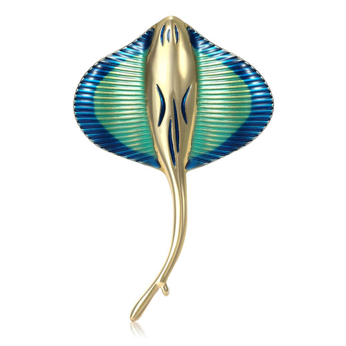 Alloy Enamel Manta Ray Brooch Pin For Ocean Style Accessories