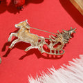 Alloy Enamel Christmas Horse Sleigh Brooch Pin For Holiday Decoration view 3