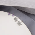 Elegant 925 Silver Needle Purple Enamel Double Butterfly Rhinestone Dangle Stud Earrings view 3