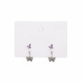 Elegant 925 Silver Needle Purple Enamel Double Butterfly Rhinestone Dangle Stud Earrings view 5