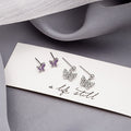 Elegant 925 Silver Needle Purple Enamel Double Butterfly Rhinestone Dangle Stud Earrings view 4