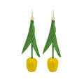 Long Tulip Flower Drop Earrings Elegant Acrylic Petal Leaf Statement Fashion Dangle Earrings view 5
