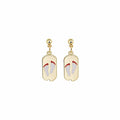 Elegant Vintage Geometric Asymmetric Gold Tone Alloy Enamel Baby Footprint Drop Stud Earrings view 5