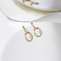 Elegant Vintage Geometric Asymmetric Gold Tone Alloy Enamel Baby Footprint Drop Stud Earrings view 3