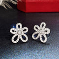 Elegant 3D Petal Sunflower Full Zircon Drop Earrings Korean Style Floral Earrings For Women view 1