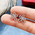 Elegant 3D Petal Sunflower Full Zircon Drop Earrings Korean Style Floral Earrings For Women view 3