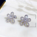 Elegant 3D Petal Sunflower Full Zircon Drop Earrings Korean Style Floral Earrings For Women view 5