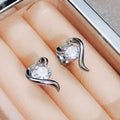 Classic Retro Korean Heart Shaped Stud Earrings For Women Sweet Love Jewelry view 4