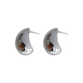 Minimalist Modern Metal Oval C Shape Bean Stud Earrings Korean Style Silver Needle Jewelry view 5